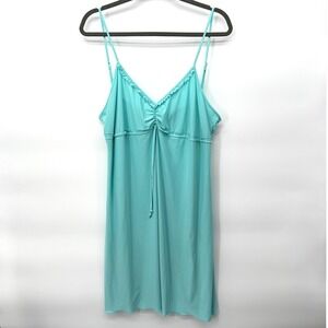 Simple Pleasures Nightgown Aqua Blue Ruffle Ruched Sleepwear Loungewear XL NWT
